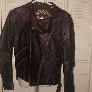 Big chill waist length PU leather jacket
